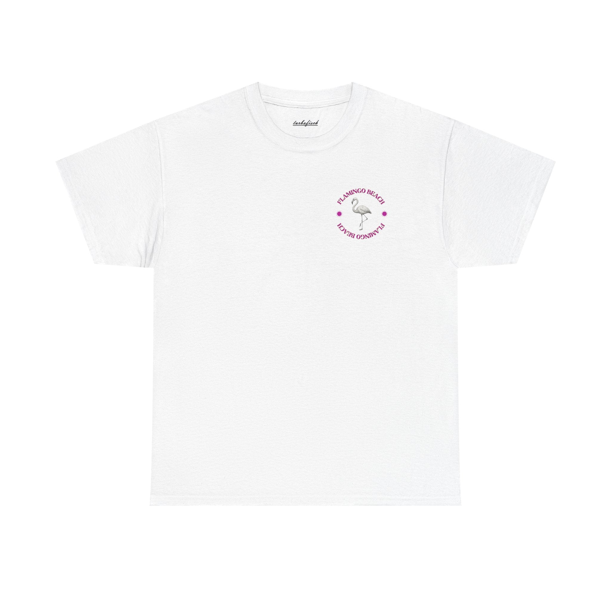 Flamingo Beach Tee – 'Ready to Rock the Beach' Tropical Palm Graphic
